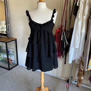 Ming Ruffled Black Dress